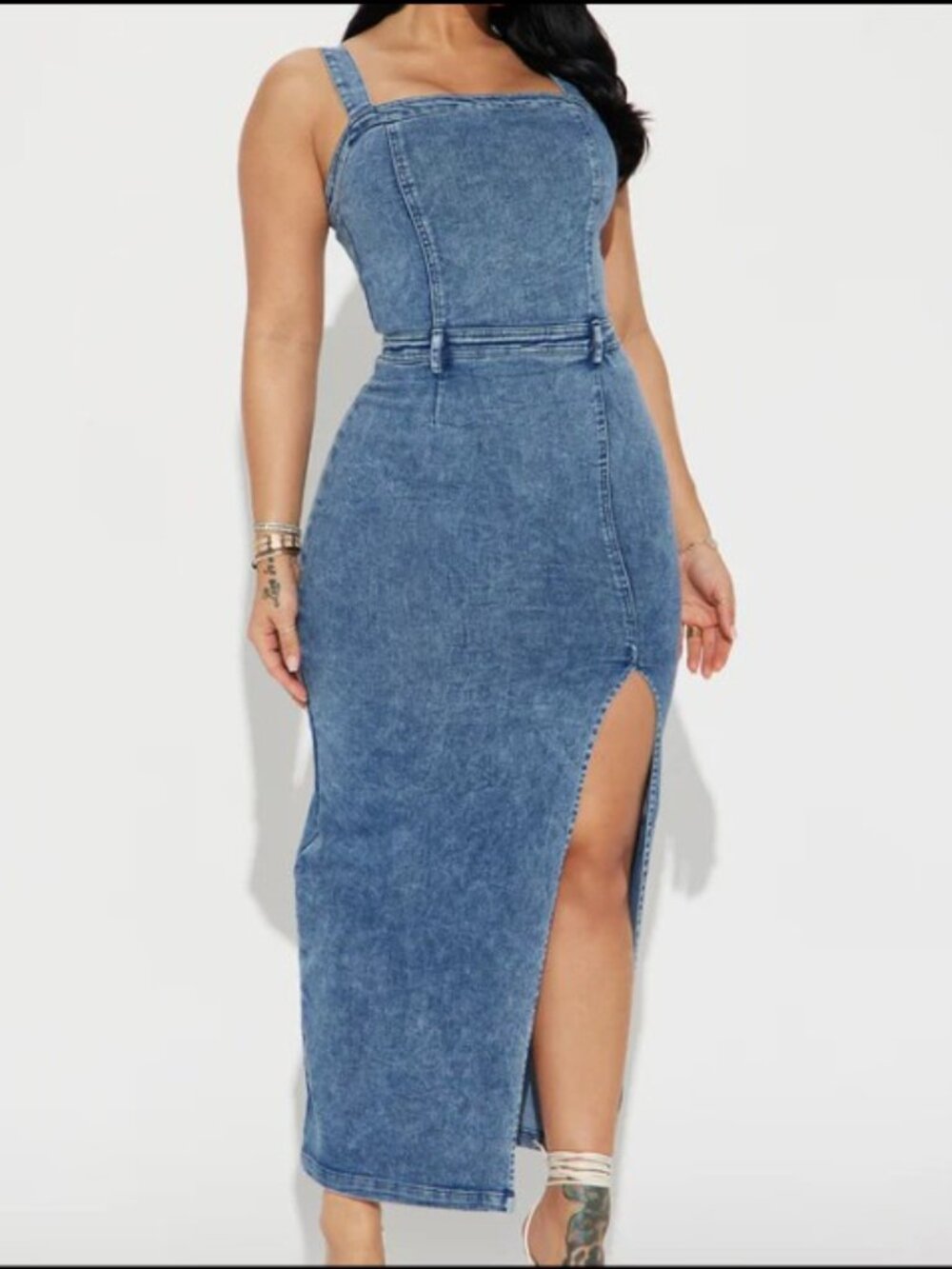 Denim Maxi Dress Light Wash Large